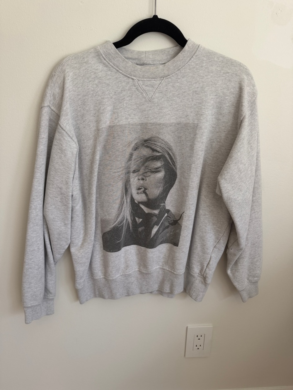 Anine Bing Kate Moss 
 Light Gray Crewneck Sweatshirt